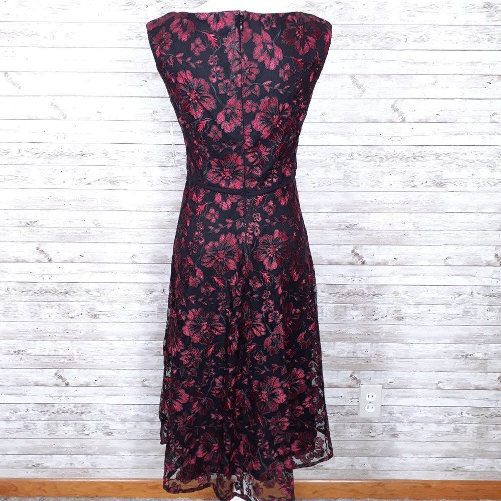 Taylor Sleeveless Dress Sz 6 Black Pink Floral N - Picture 3 of 6